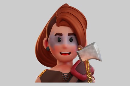 Preview: Cartoon barbarian woman with axe
