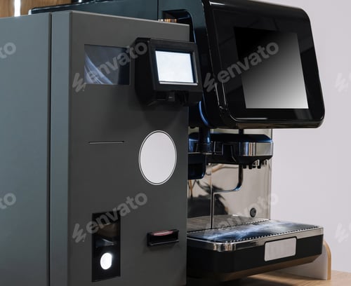 Preview: Modern espresso machine on wooden counter