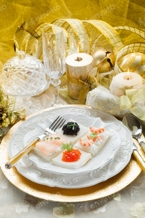 Preview: mix canape on christmas table
