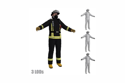 Preview: Firefighter model multiple poses and levels of detail