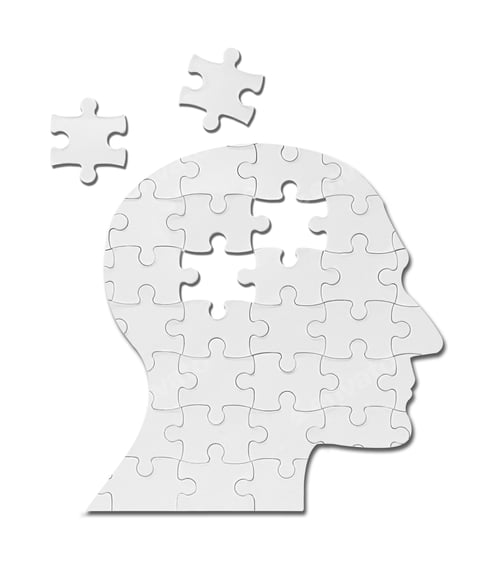 Preview: Close Up Of A Puzzle Game Parts On A Head Silhouette
