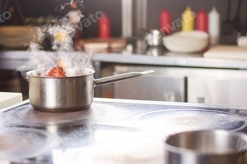 Preview: Lamb shank boiling in stainless saucepan