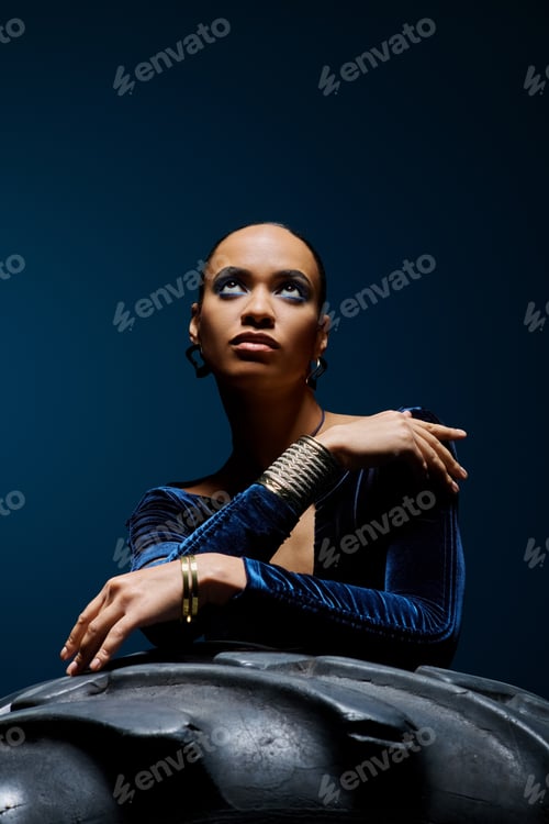 Preview: Serene black empress perched on obsidian throne