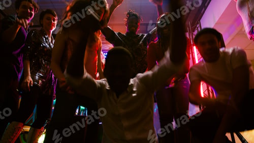 Preview: POV of young people dancing at party