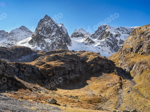 Preview: Mountain views on the way to Arsine lakes and glacier, Ecrins national park, France