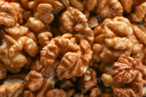 Preview: Delicious fresh walnuts kernels as background, closeup