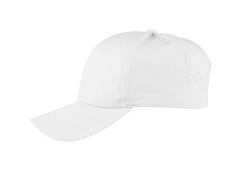 Preview: Stylish white baseball cap on white background