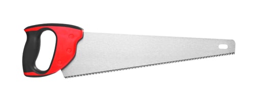 Preview: One saw with color hand isolated on white, top view