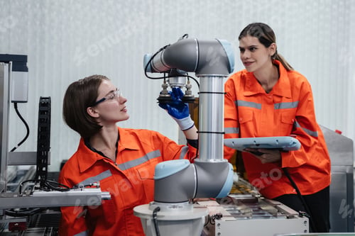 Preview: Student engineer assembles a robotic arm in a technology workshop.