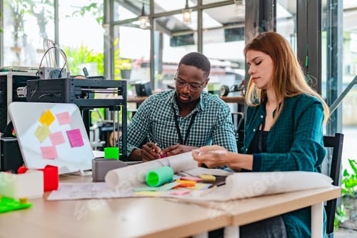 Preview: Diverse Startup Team Working on 3D Printing Project
