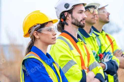 Preview: Power engineer are working with wind turbines.