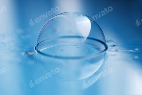 Preview: soap bubble close up. abstract blue water background.