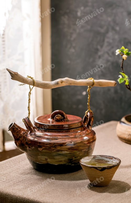 Preview: Ceramic teapot kettle with cup