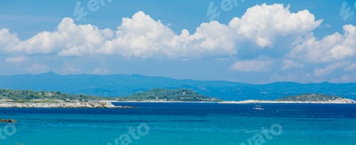 Preview: photo of beautiful nature view on the sea and island in Greece