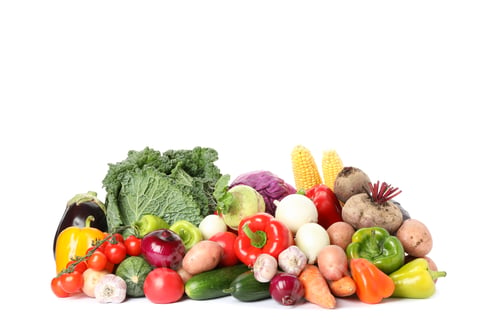 Preview: Composition with ripe organic vegetables isolated. Good harvest