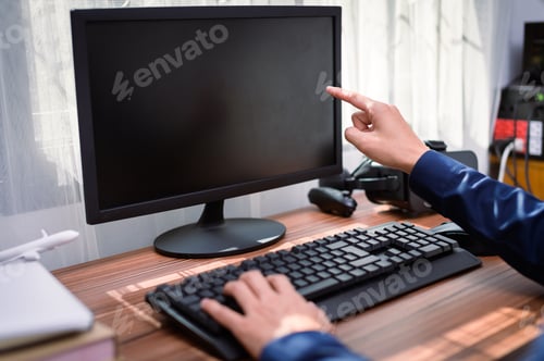 Preview: business man use a computer at work