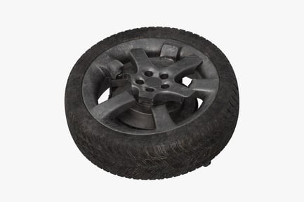 Preview: Worn Automobile Wheel with Detailed Tread Pattern