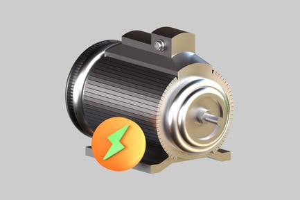 Preview: Mechanical component with orange circle and green lightning bolt