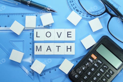 Preview: calculator and ruler with the words LOVE MATH.