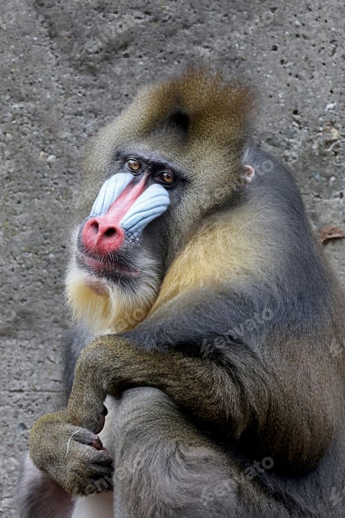 Preview: Close view of mandrill monkey (Mandrillus sphinx)