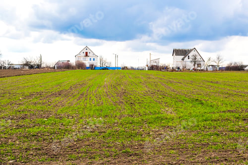 Preview: Plowed agricultural field ready for seed sowing, planting process. Newly ploughed field with furrows