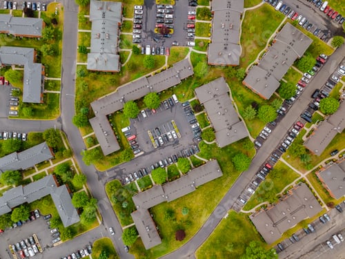 Preview: Apartment Complex Aerial View on a Summer Day