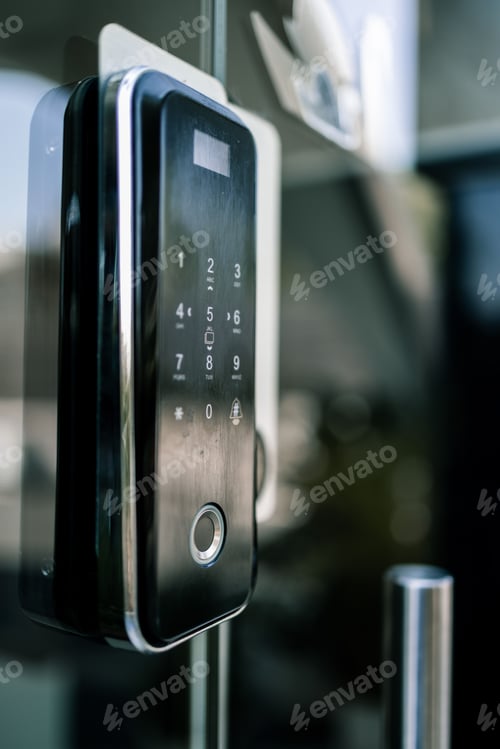 Preview: Vertical shot of a door passcode system