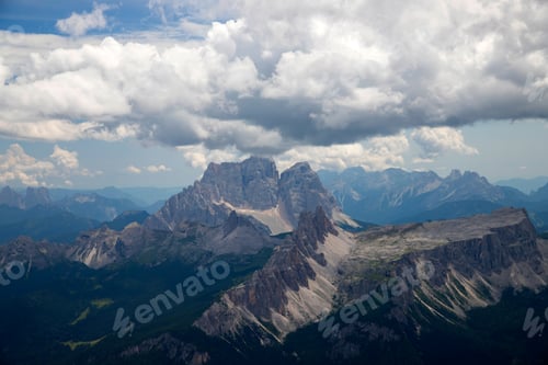 Preview: Croda da Lago and Pelmo mountain view from Tofana di Mezzo, Dolomites, Italy