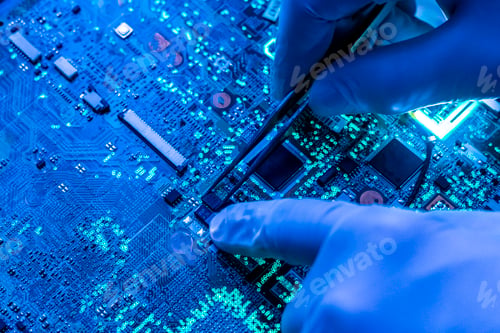 Preview: scientist research and create micro electronic technology chip in the laboratory f