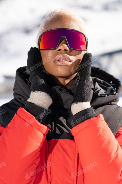 Preview: African American skier in the mountains of Spain