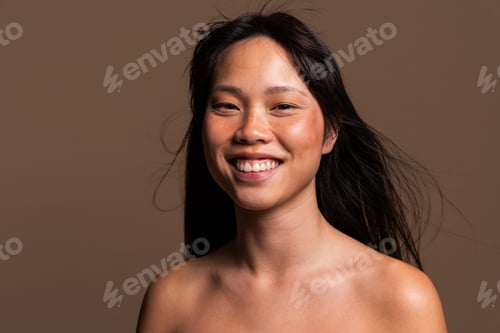Preview: Beautiful asian woman portrait, asian woman smiling with natural beauty