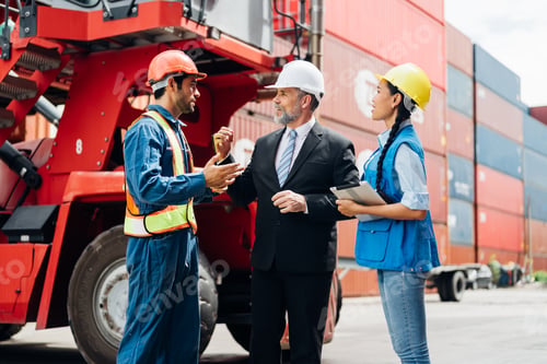 Preview: Warehouse engineer worker working at industrial container yard