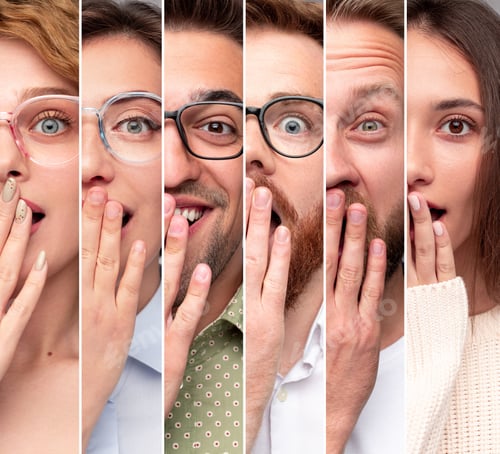 Preview: Shocked young people covering mouth