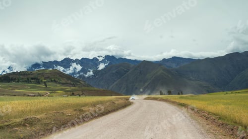 Preview: Beautiful shot of the road in th Sacred Valley of the Incas in Peru