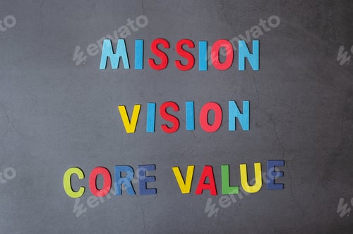 Preview: Colorful alphabet of MISSION, VISION and CORE VALUE concepts
