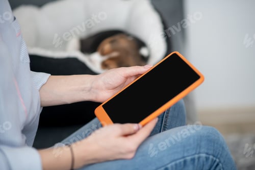 Preview: Close up picture of female hands with a tablet