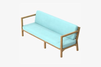 Preview: Outdoor Patio Couch with Light Blue Cushions