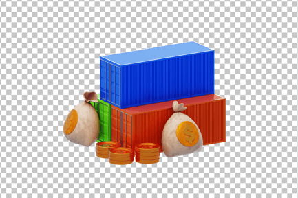 Preview: Stack of Shipping Containers with Money 3D Icon