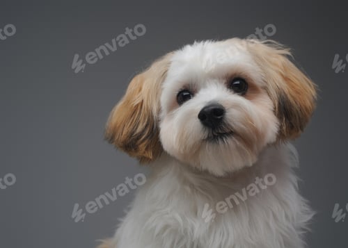 Preview: Portrait of cute fluffy doggy yorkshire terrier breed