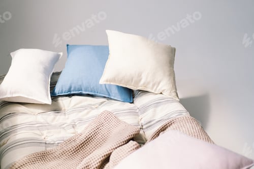 Preview: Pillows and mattress on a white background