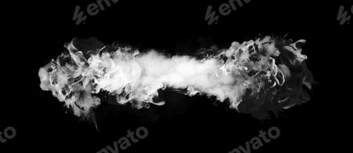 Preview: White smoke and colors blot on Black. Abstract background.