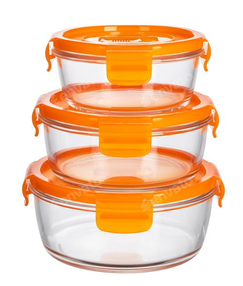 Preview: Glass container with lid isolated on white background