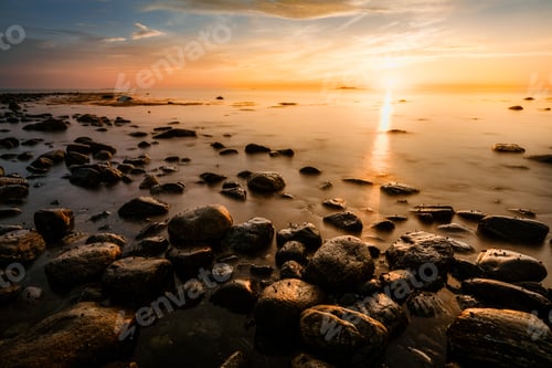Preview: Rocky beach in sunset