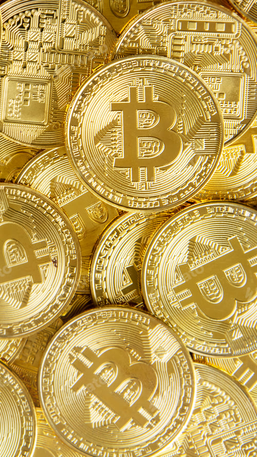 Preview: Pile of gold bitcoin money