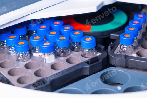 Preview: Auto sampler with glass vials for chromatographic separation and analysis of organic compounds