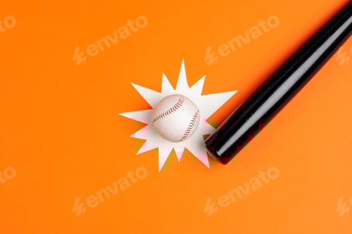 Preview: Baseball bat and ball, view from above