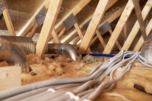 Preview: Residential Attic with Air Shafts and Electric Installations
