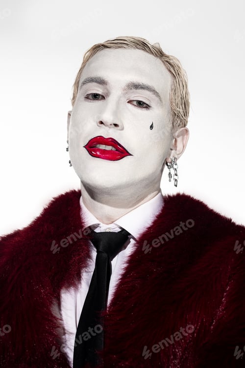 Preview: Epic Halloween transformation of a handsome young man as a Joker character