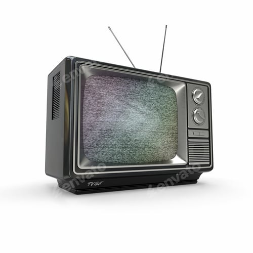 Preview: Vintage tv with noise screen. 3d