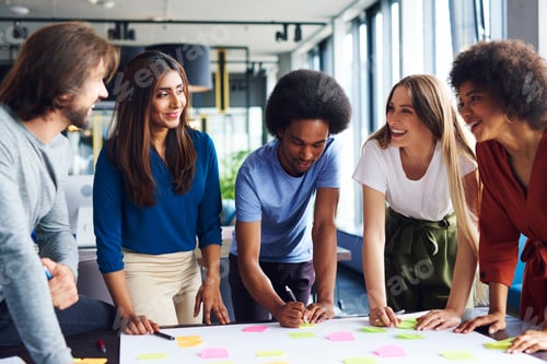 Preview: Multi ethnic group of business people sharing new ideas